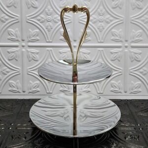 Vintage‎ Vogue Kromex #861-21 Tidbit 2 Tier Serving Tray Polished Chrome